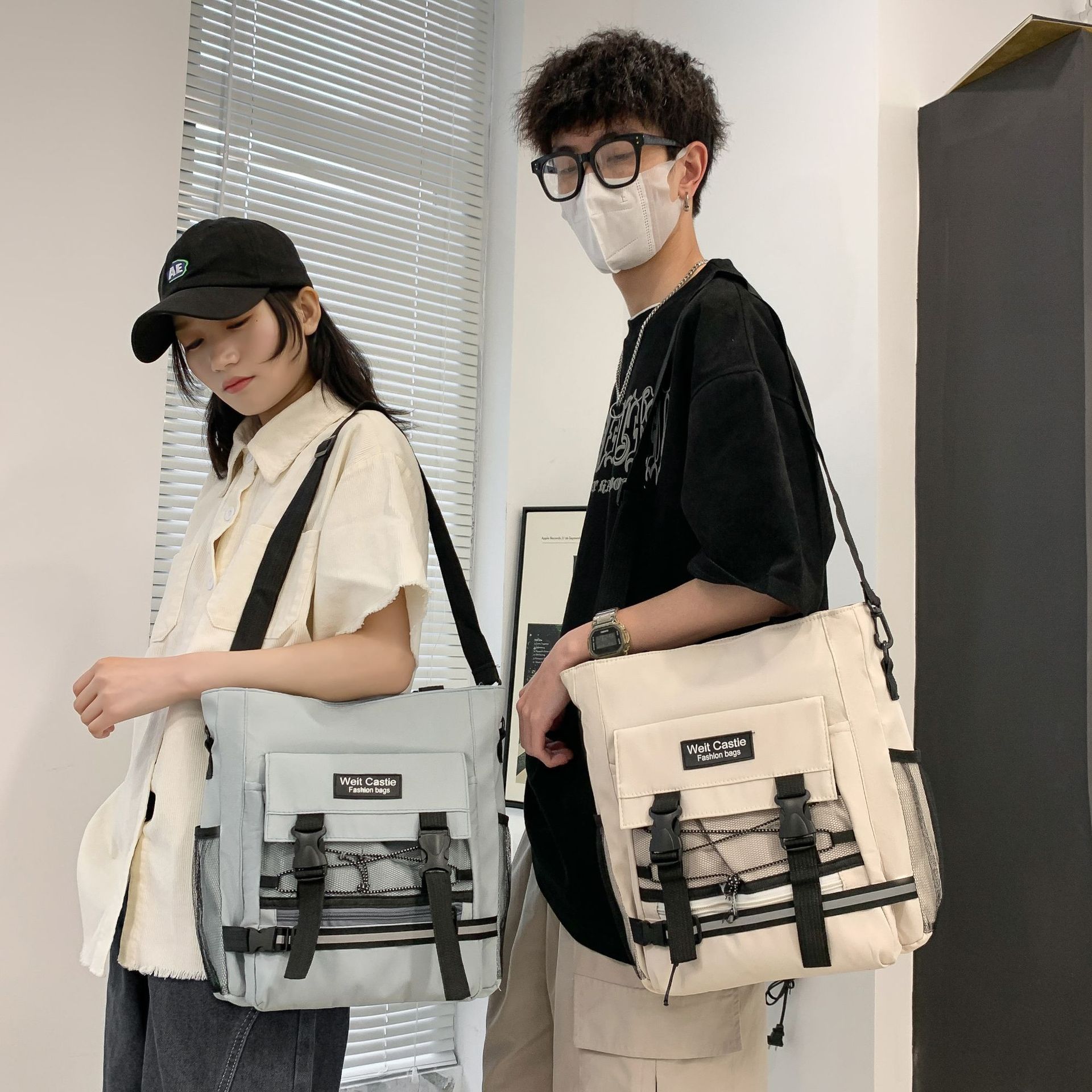 New Japanese Harajuku Student Crossbody Bag Women's Korean-style ins All-match Large Capacity Shoulder Bag Tooling Messenger Bag for Men