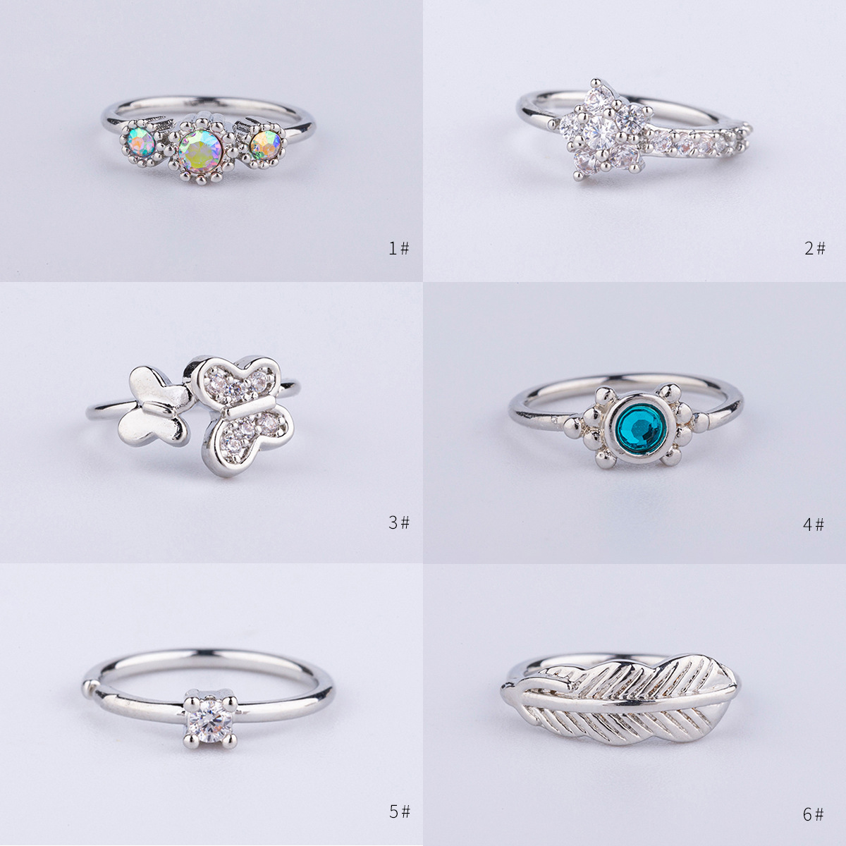 New zircon non-hole lip ring snake five-pointed star flower lip ring European and American foreign trade cross-border puncture lip ring lip nail nose nail nose ring