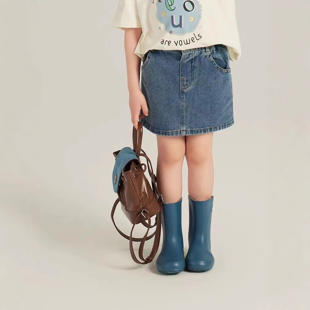 Girls' Summer Denim Short Skirt Baby's Western Style Children's Personality Fashionable Brand Korean Style Fashionable Skirt One Step Hip Skirt