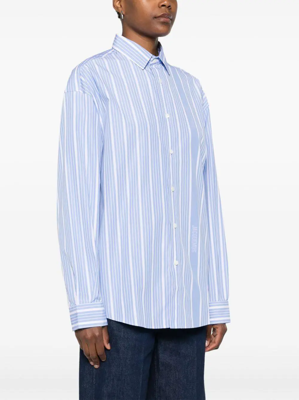 Authentic Jacquemus Shirt, Unisex, Early Autumn 2025 Striped Long-Sleeve Shirt, Basic Style, Turn-Down Collar, Casual