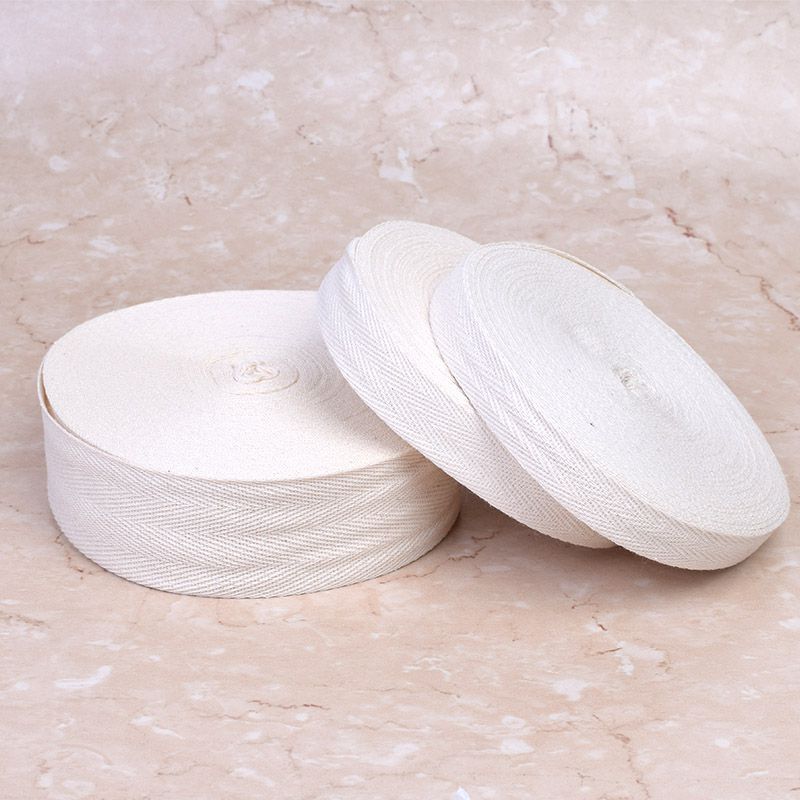 Factory spot cotton ribbon spot this white cotton herringbone belt rolling rope cotton wrapping collar wholesale