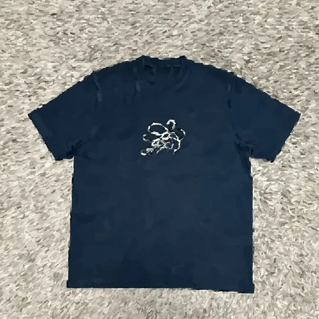 Ate Style Short-Sleeved Shirt Navy Blue