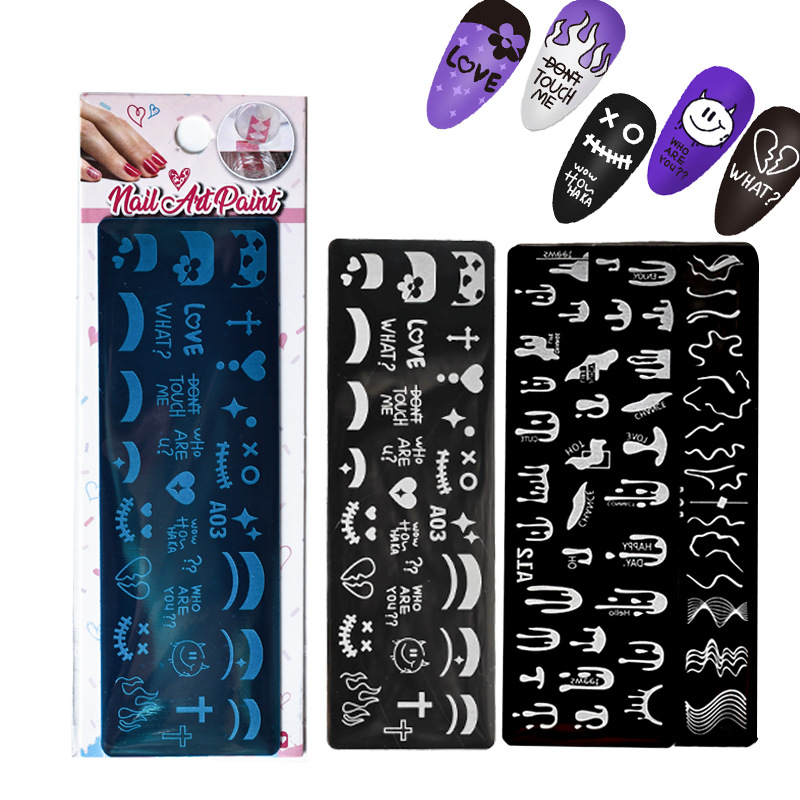 Nail Art Stainless Steel Stamping Plate Small Long Plate Blue Film DIY French Style 24-Color Steel Stamping Plate Nail Art Cross-Border