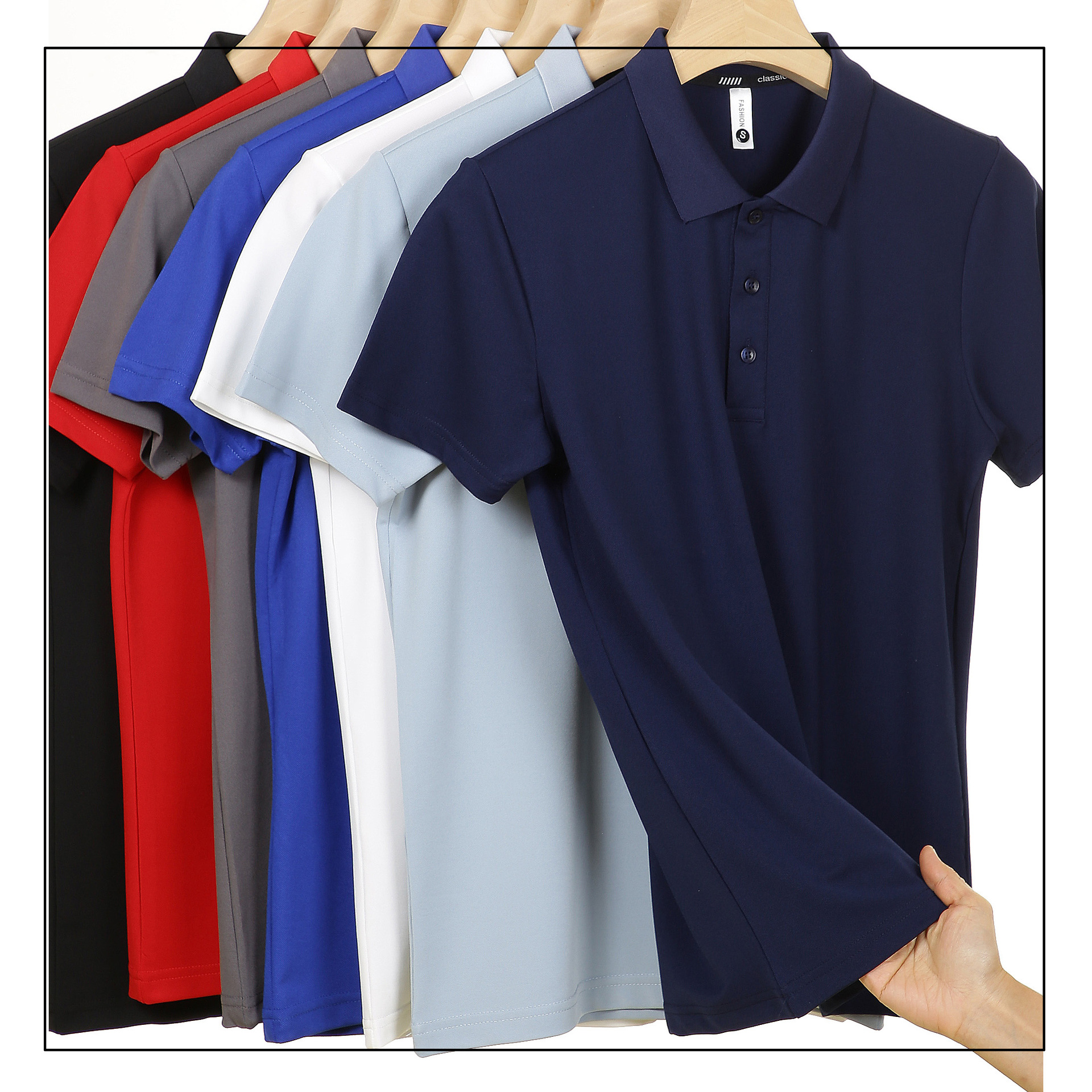 2025 New Summer Ice Silk Short-Sleeved Polo Shirt Work Clothes Customized Logo Simple Fashion T-Shirt Live Supply