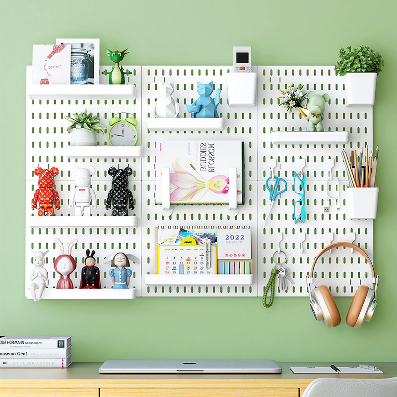 Punch-free Household Hole Board Wall Study Kitchen Bathroom Wall Rack Wall Hanging Shelf Storage Rack Hook