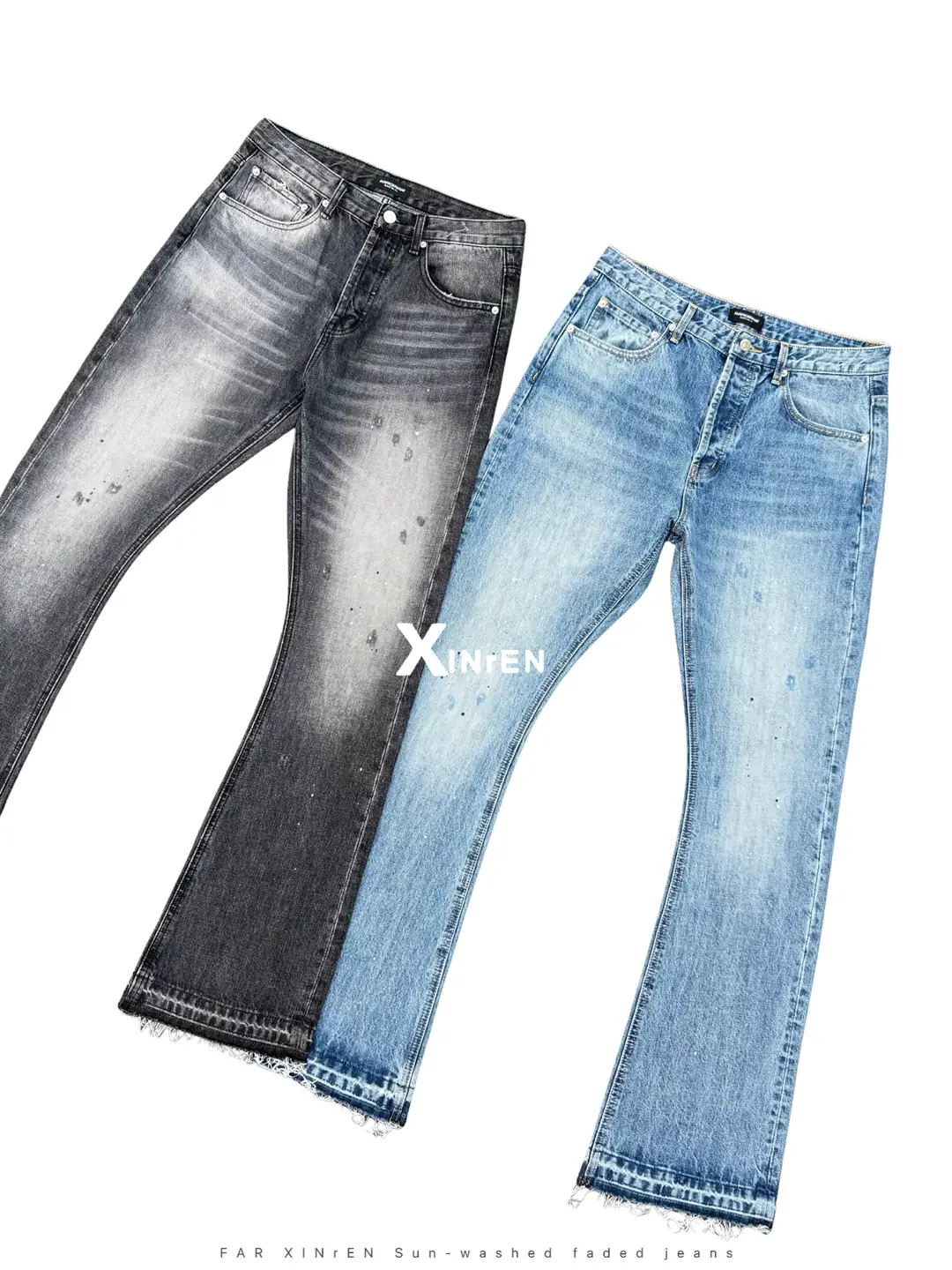 XINrEN South Korea FarArchive splashed ink to destroy water washing micro-Denim limited two-color Vibe cattle king