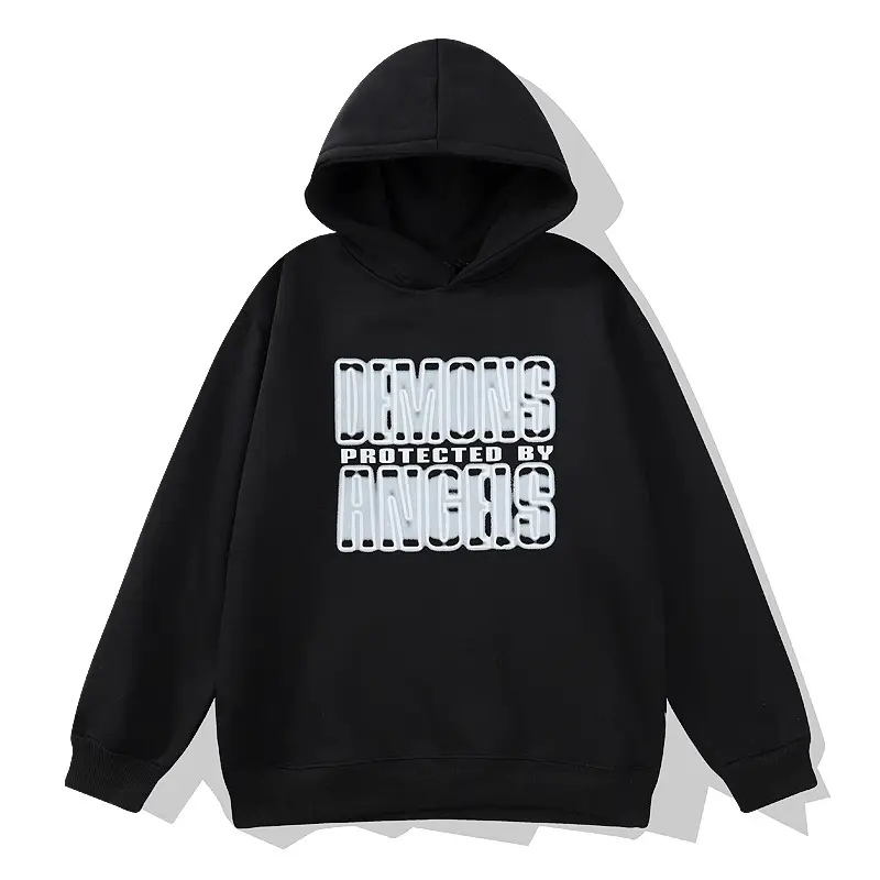 2022 European and American Trendy Wall Necklace Printed Hooded Velvet Sweatshirt for Men and Women