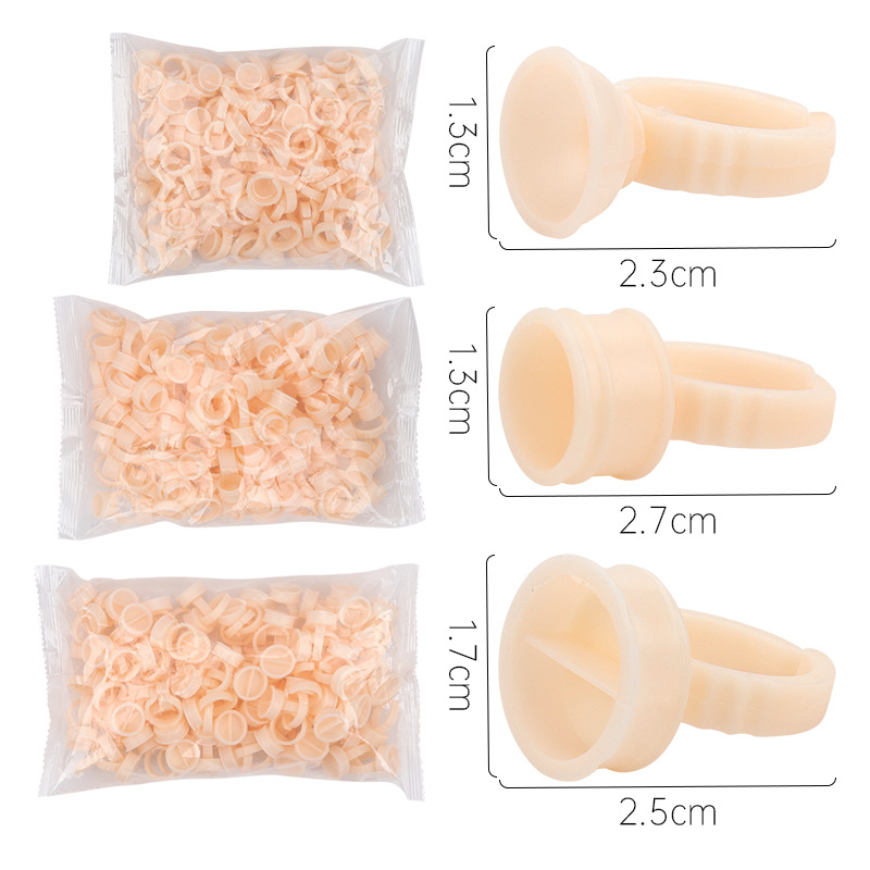 Wholesale grafting eyelash auxiliary tools drop glue silicone ring cup embroidery color cup 100/bag