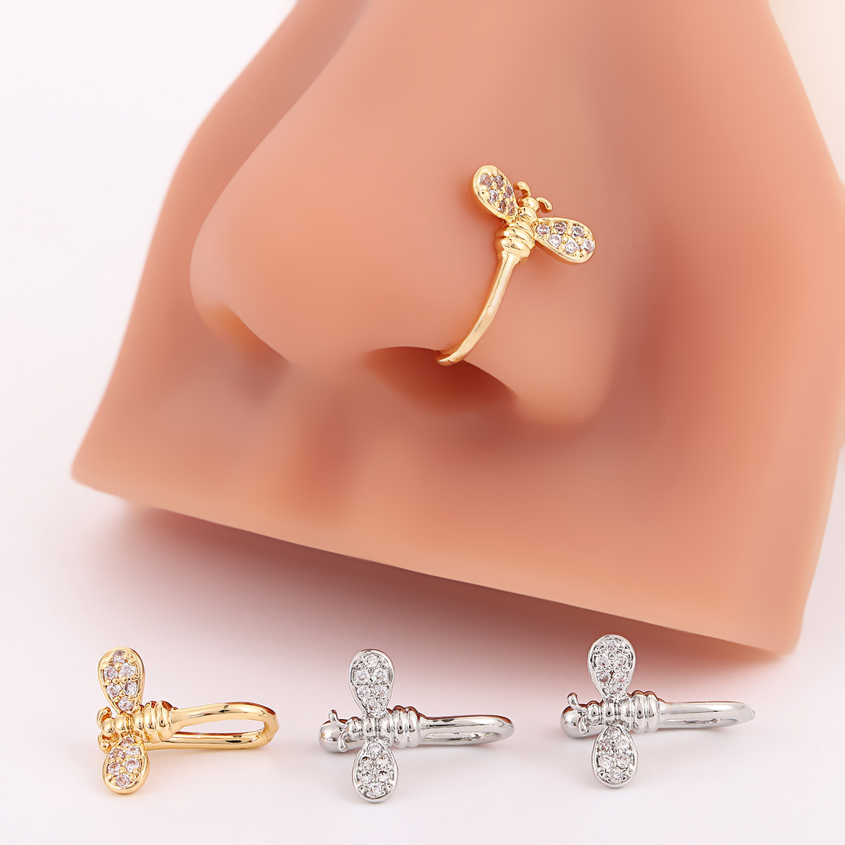European and American Fashion Simple Little Bee Nose Ring Cross-Border Cool Style U-Shaped Nose Clip Personalized Design Non-Piercing Nose Accessory