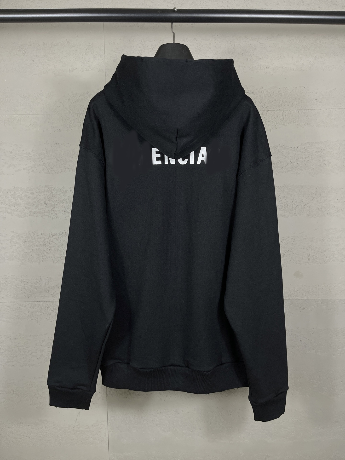 2025 Autumn and Winter Paris Front and Rear Letter Embroider Loose Casual Distressed Hooded Zipper Cardigan Sweatshirt Hoodie