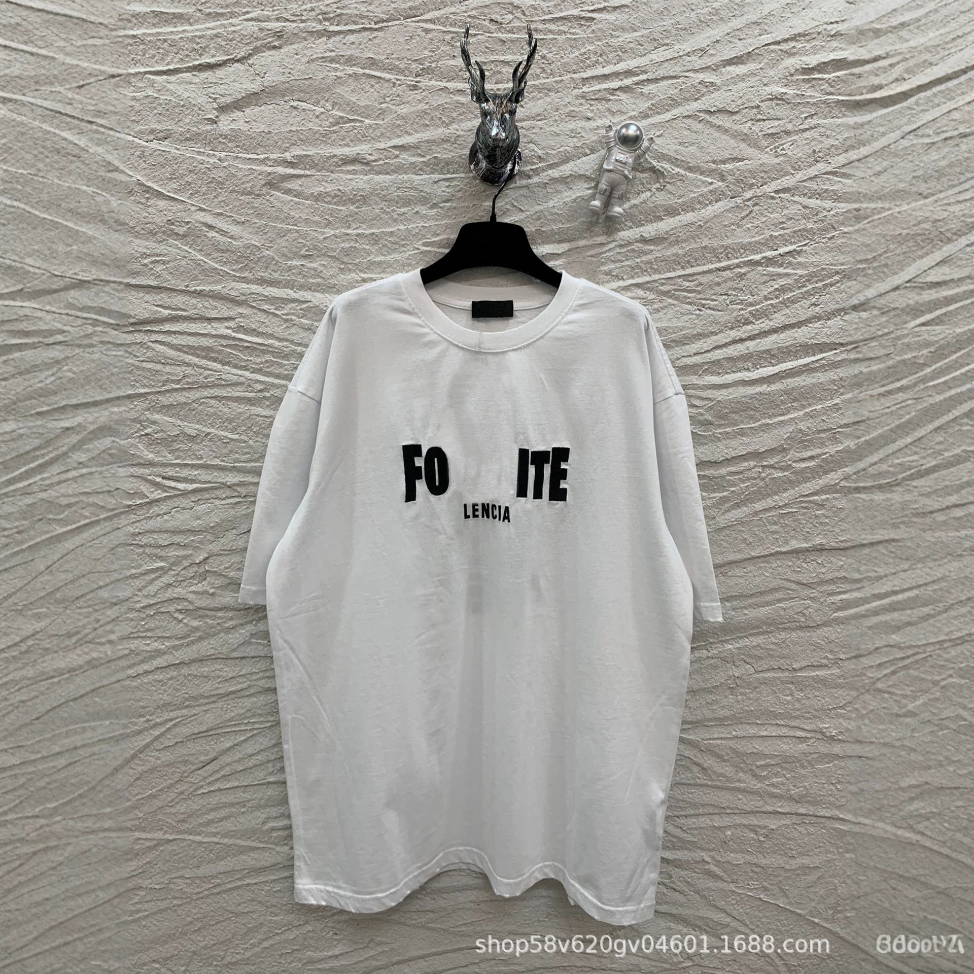 Correct version of fashion B bastion night embroidery short sleeve European station couple's cotton T-shirt fashion brand loose vest all-match