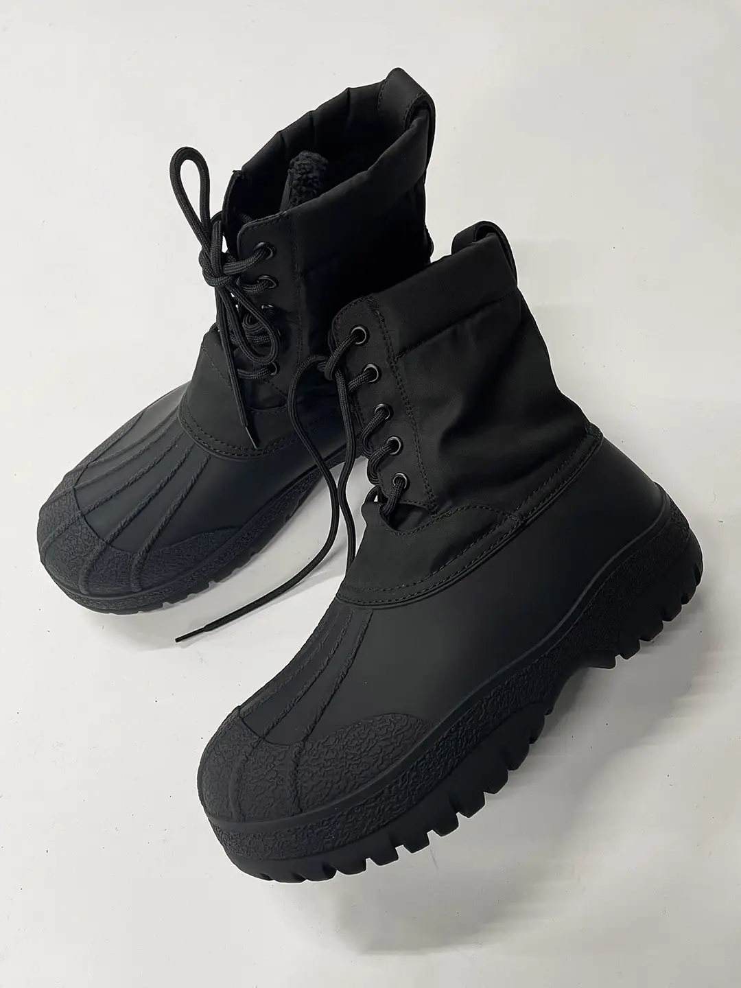 -Ttulf-Du Pvc One-Piece Mold Stuffed Li Heattech Plaid Versatile High-Top Shoelace Duck Hunting Shoes Men's Snow Boots