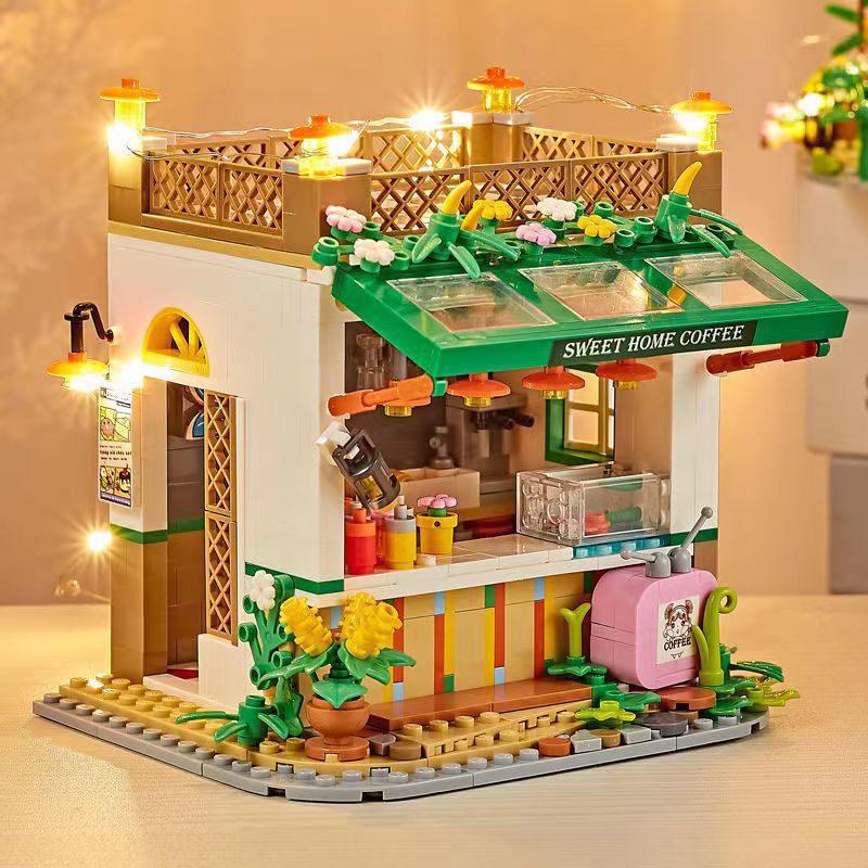 [Weile Creation] Wholesale Compatible with Lego Street View Sunroom Assembled Particle Building Blocks Internet Celebrity Toys for Boys and Girls