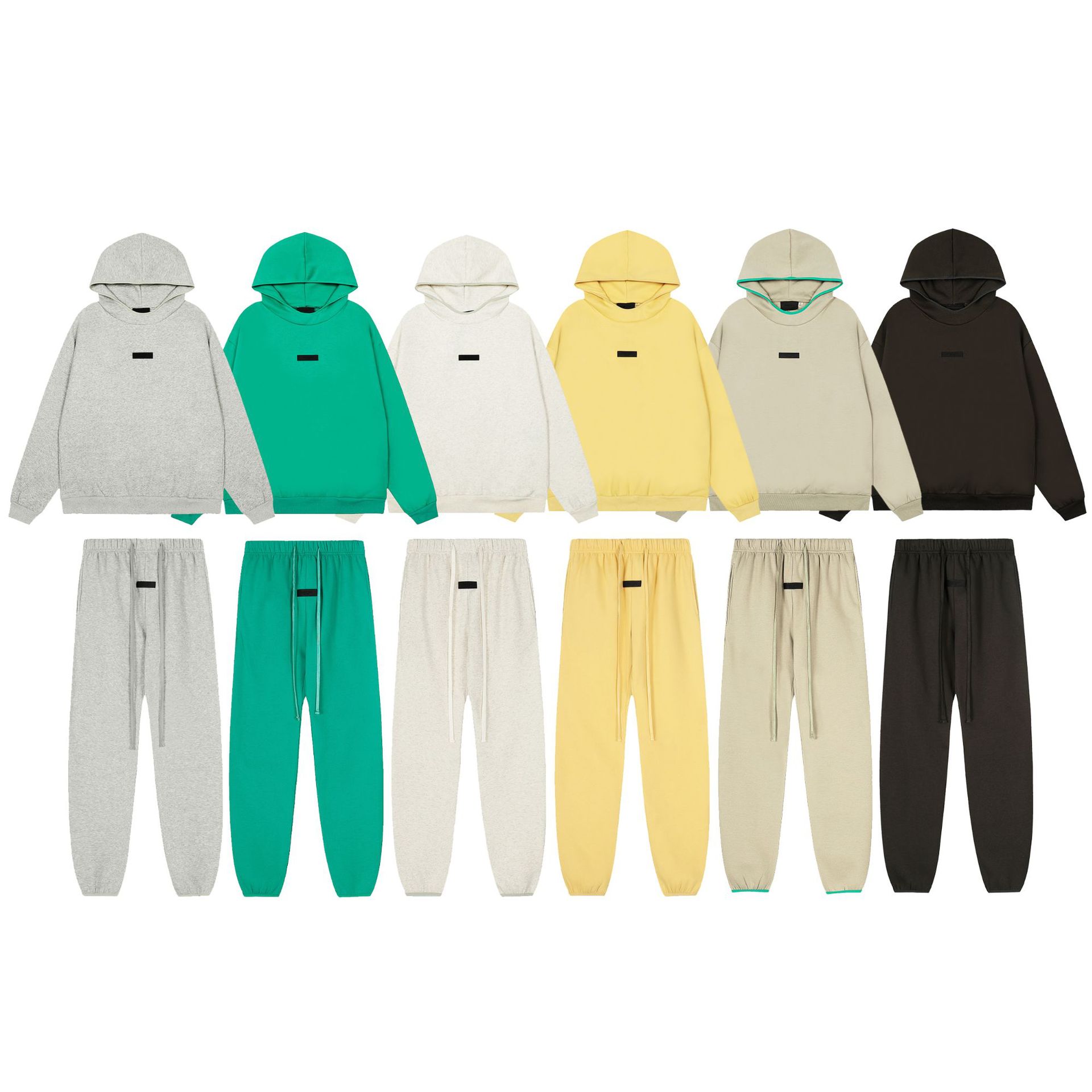 Essentials Men's and Women's Fleece-Lined Hoodie and Sweatpants Set Fog Autumn and Winter Trendy Brand Loose Pants