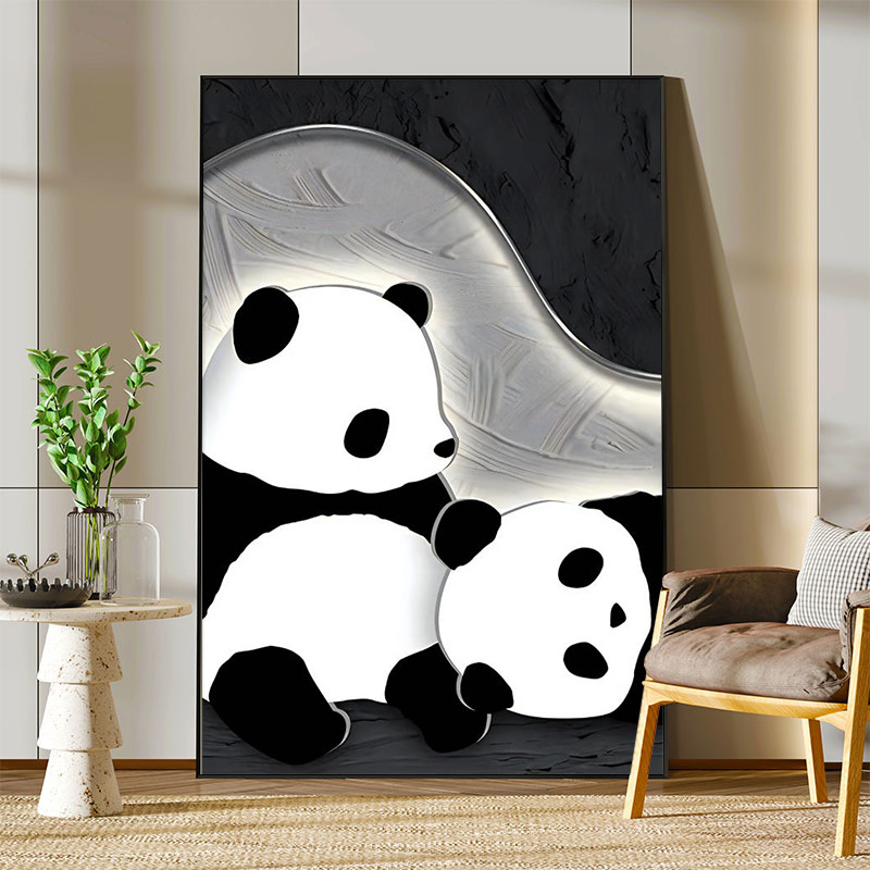 Cute Animal Background Wall Hanging Painting Restaurant Atmosphere Painting Modern Simple Panda Bedroom Single Decorative Painting