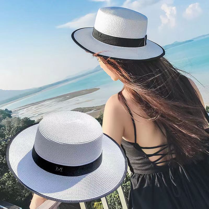 Hat Women's Summer New Seaside Travel Straw Hat Fresh Beach Hat All-match Top Hat Spring and Summer Beach Sunscreen Hat