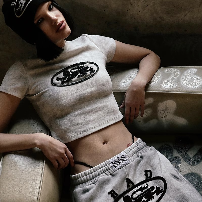South Korea badblood BCAC Series Short T-Shirt Women's Summer Slim-fit Sports Niche Dressed Crewneck Top Trendy