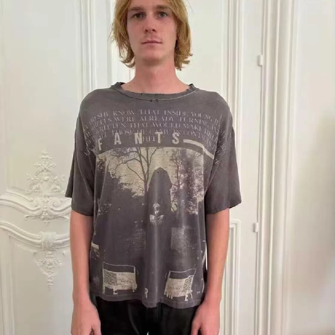 ERD melancholic rich second-generation 26ss gloomy death world washed water made old short sleeved T-shirt for men and women trendy