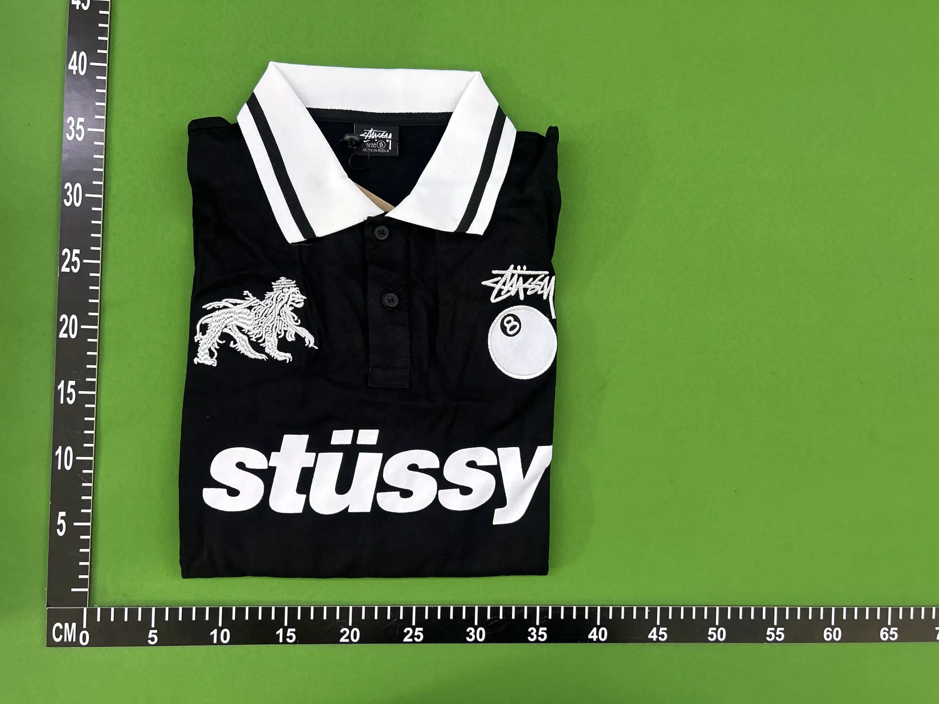 Trendy Fashion Letter Applique Embroidery Pool Lion Logo Lapel Long Sleeve T-Shirt