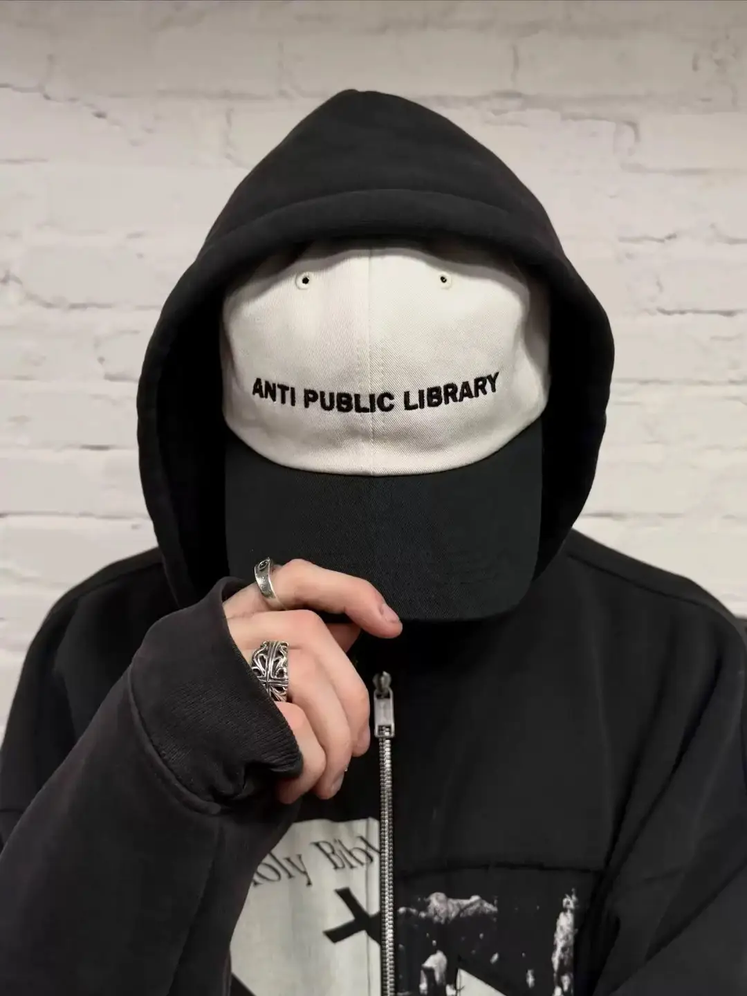 Erd Anti Public Library Black and White Baseball Cap