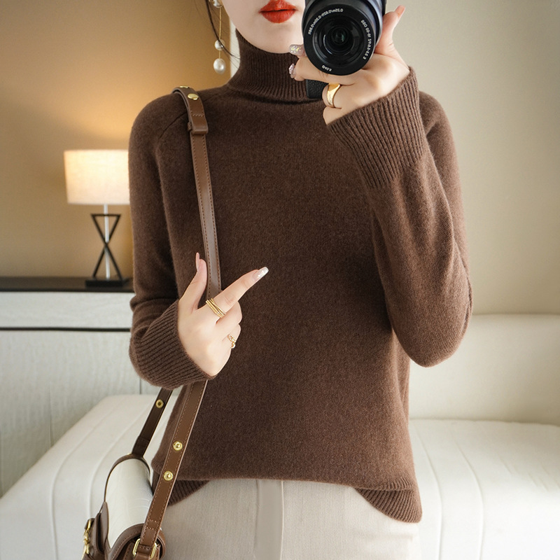 High Collar Raglan Knitted Sweater Women's Autumn and Winter High Collar Pullover Long Sleeve Knitted Base Shirt Women's Top Inner Sweater