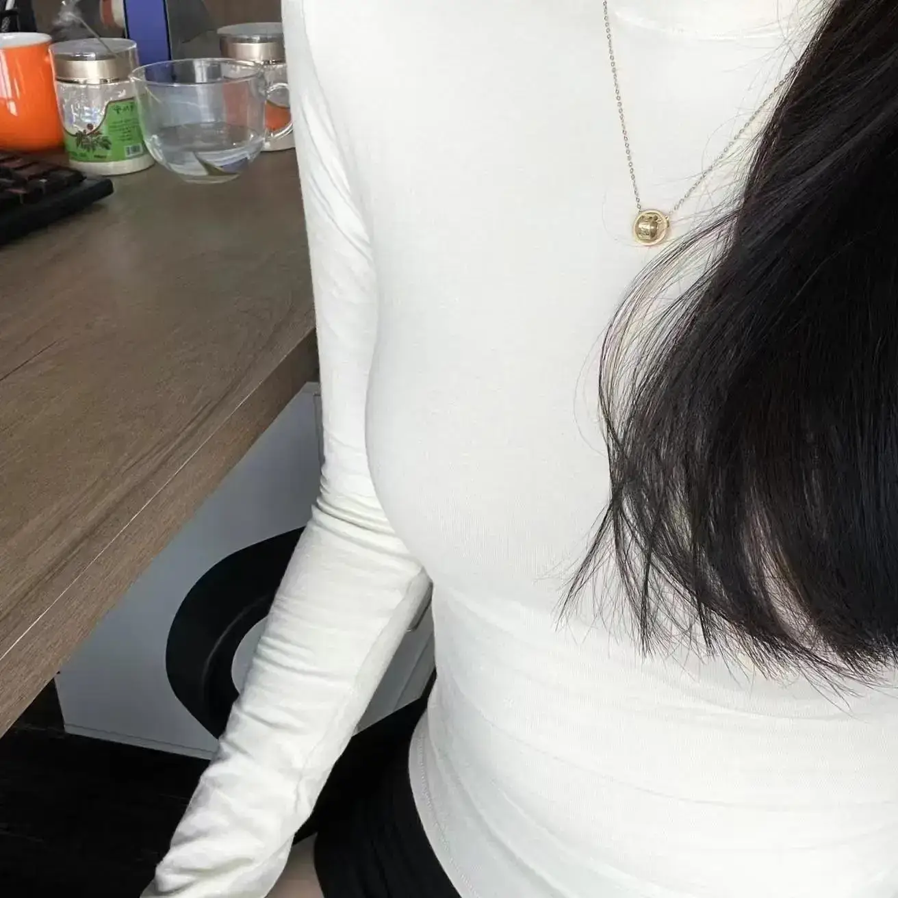 Zhao Lusi's Same Style Cotton Jersey pure cotton Tight-Fitting Bottoming Shirt Tops Long sleeves T-Shirt