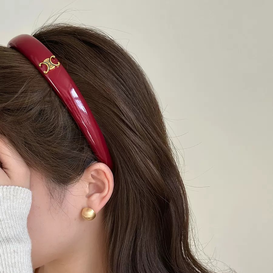 Leather Arc de Triomphe Ancora Red Wide-brimmed High Cranial Top Headband Women's Autumn and Winter High-grade Fashion All-match Pressing Headband