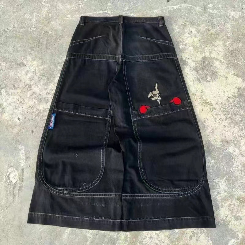 European and American Y2K Loose Jeans Jnco Hip Hop Rock Embroidered Street Retro Harajuku High Waist Wide Leg Jeans Foto QC de 1688 na Qualit.ly