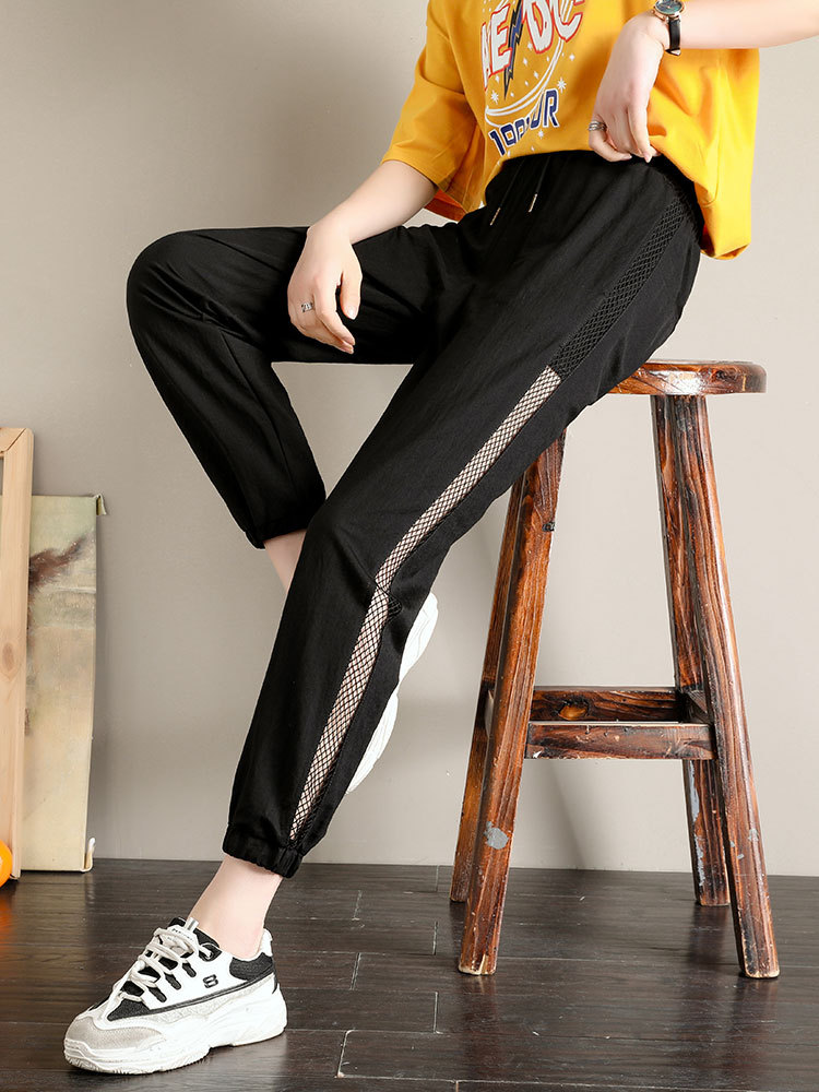 Large-Size Sports Pants for Women, Ice Silk Loose Anti-Mosquito Lantern Pants, Three-Point Harem Pants, Summer Thin Casual Nine-Point Pants
