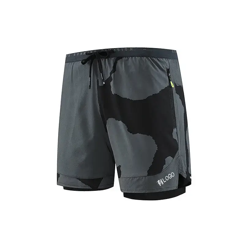 Summer Men's and Women's Same Style Fake Two-Piece Camouflage Sports Shorts Quick-Drying Three-Point Pants Training Fitness Lining American Basketball