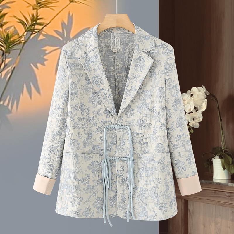 New Chinese Style Suit Jacket Women's 2024 New Mother's Suit High-grade Jacquard Fashion Slimming Women's Small Suit Top
