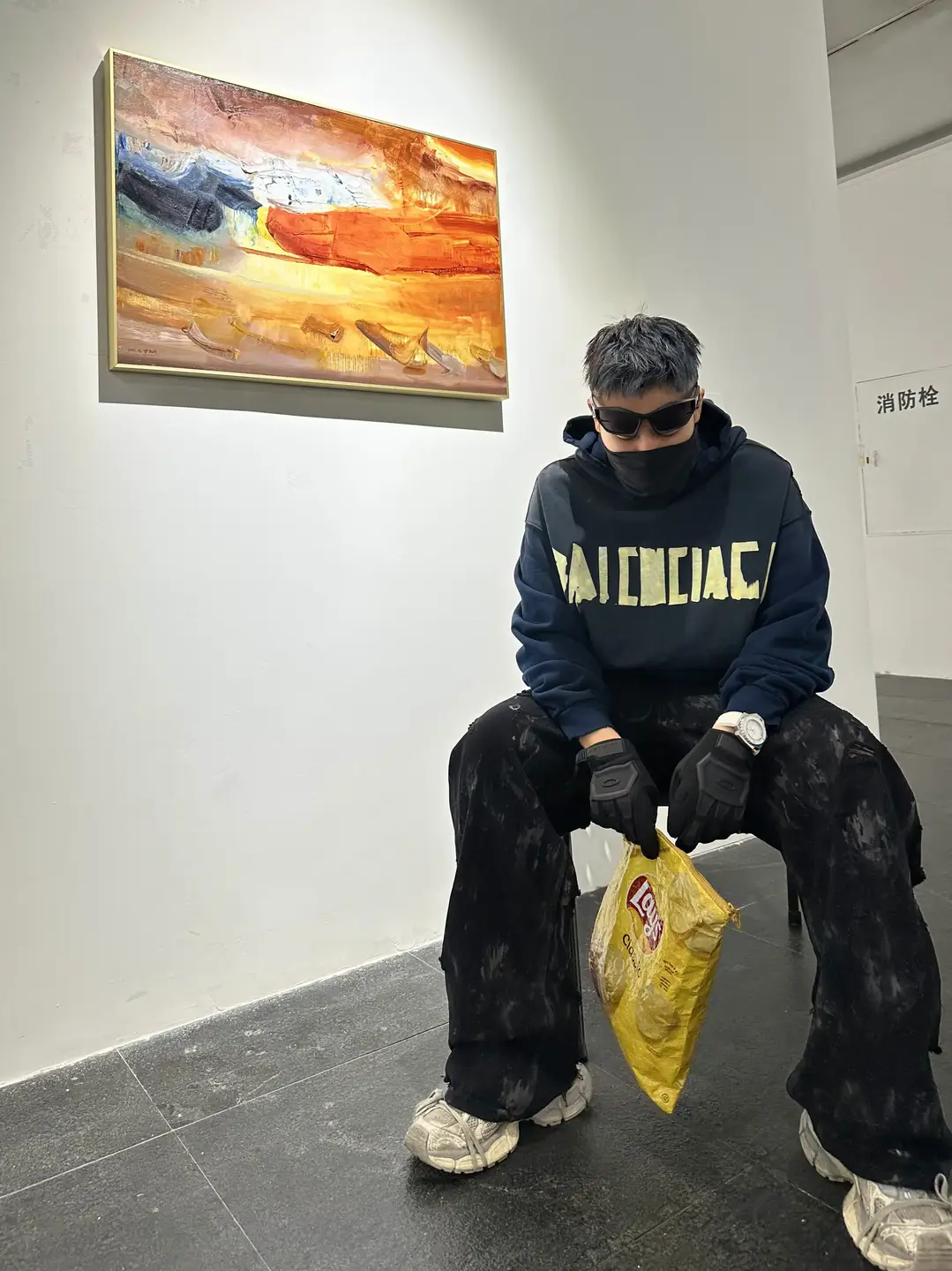 (in Stock) 23Ss Masking Tape Washed and Distressed Heavy Hooded Sweatshirt Inakaya Fog