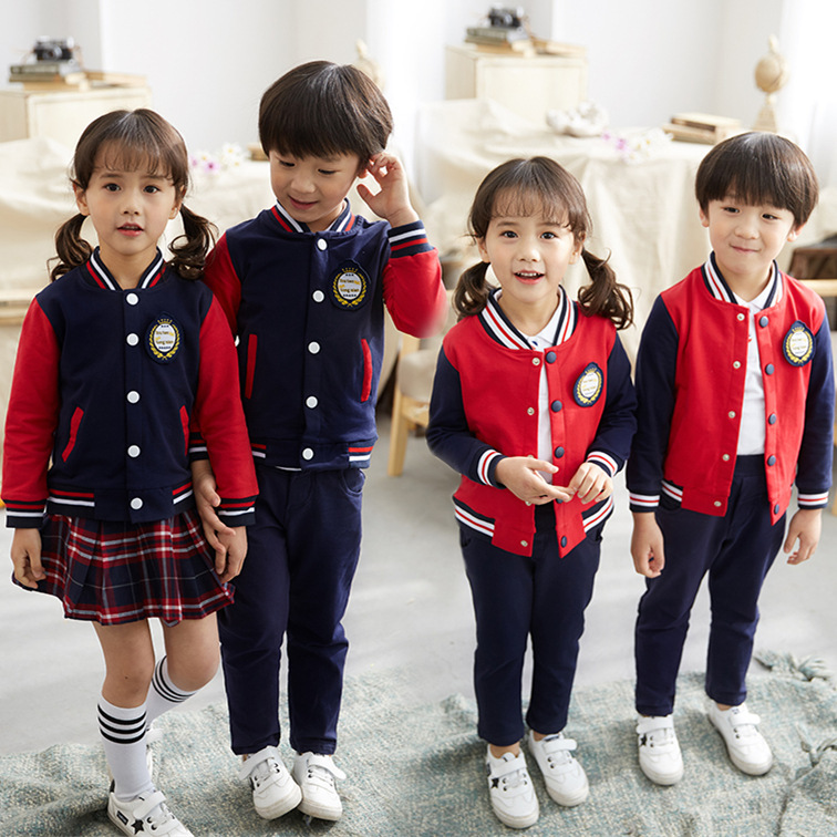 Children's School Uniform Spring and Autumn Kindergarten Garden Uniform Primary and Secondary School Students' Class Uniform British Style Baseball Uniform Sports Meeting Group Uniform