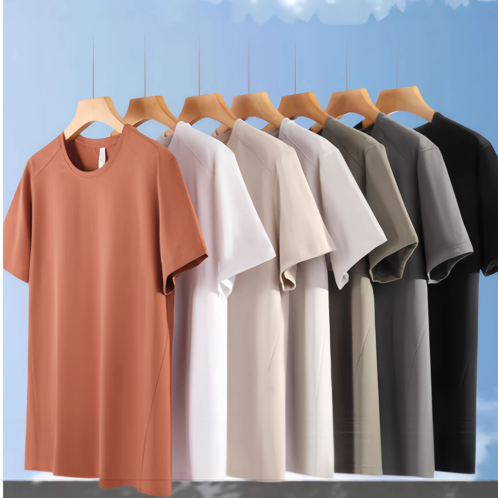 [Factory Direct Sales] 2026 Sports T-Shirt Men's Summer Ice Silk Short Sleeve Plus Size Ice Silk Large Size Running Short Sleeve T-Shirt
