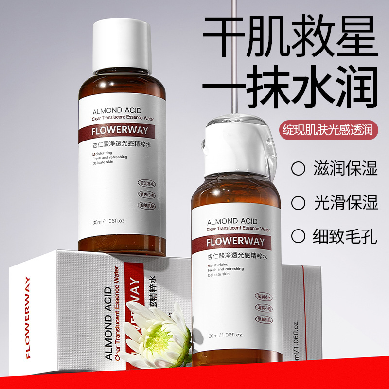 Flowerway Mandelic Acid Clarifying and Radiant Essence Water Moisturizing and Balancing Water-Oil Refreshing Wet Compress Essence Water