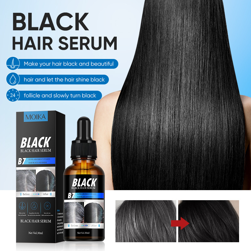 Foreign Trade Export English Version Black Hair Essence Serum for Applying on Hair, Whitening and Blackening Hair, Hair Care Essential Oil Essence, Cross-Border