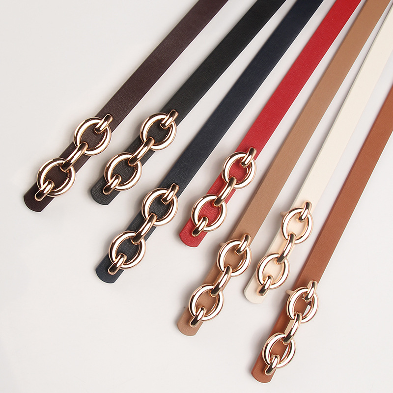 Women's belt alloy buckle Joker dress western decorative belt niche jeans with pu thin belt wholesale