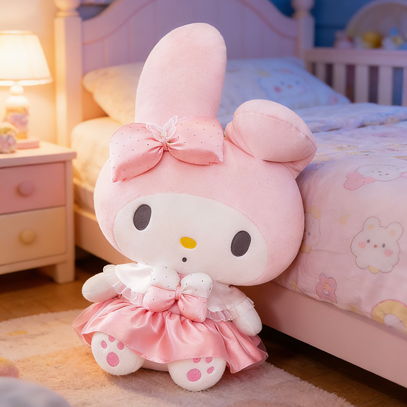New Foreign Trade Bow-Knot My Melody Plush Toy Doll, Cute Girl's Birthday Gift, Bed Sleeping Pillow