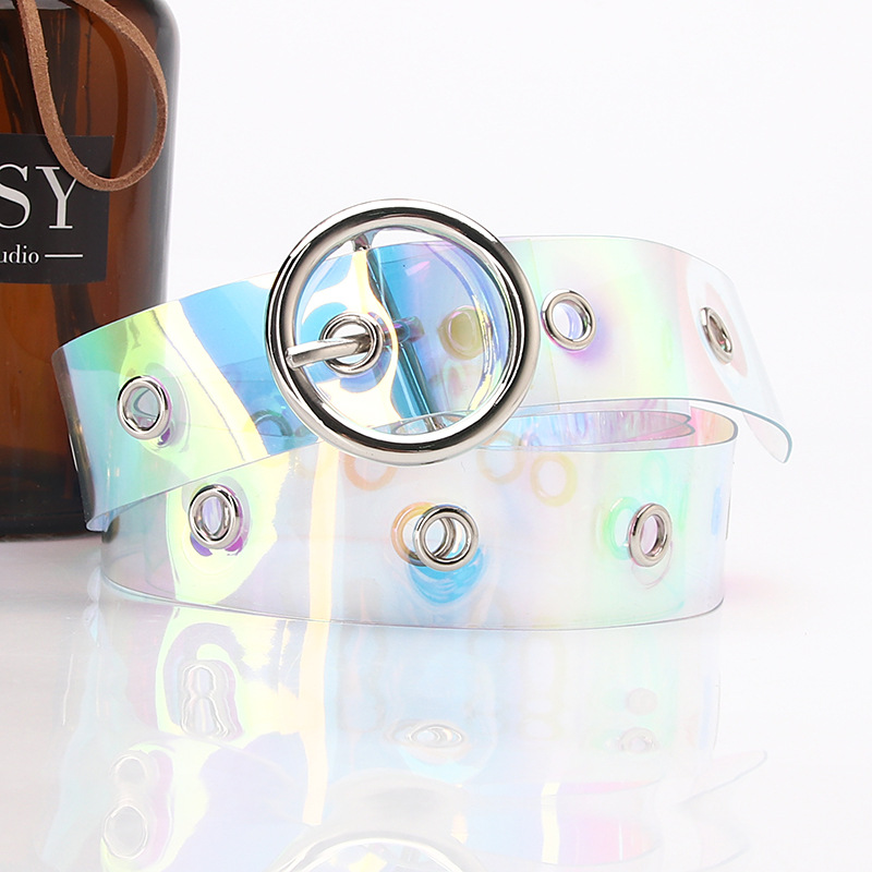 Women's Belt Plastic Colorful Transparent Air Eye Belt Korean-style Round Buckle All-match Student Jeans Belt Dress Decorative Belt