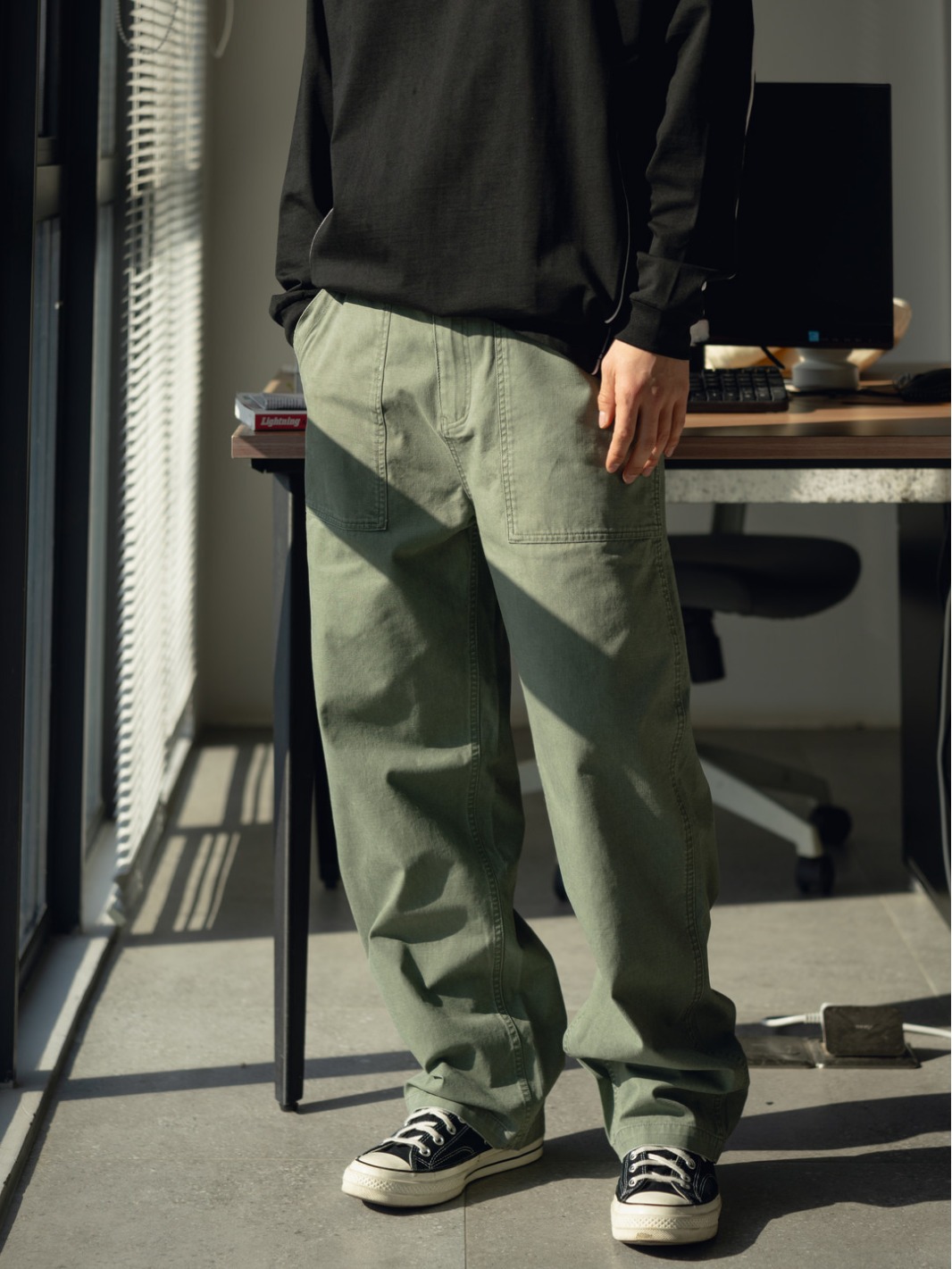 Trs Men's Clothing | 24Ss Vintage Bamboo Washed Adjustable Waistband Cleamfit Straight Casual Pants for Men