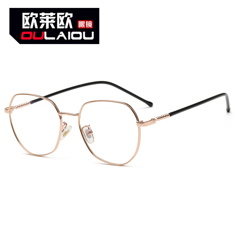 2025 New Polygonal Glasses Frame Retro Metal Kickoff Myopia Frame Harajuku Unisex No-degree Flat Light