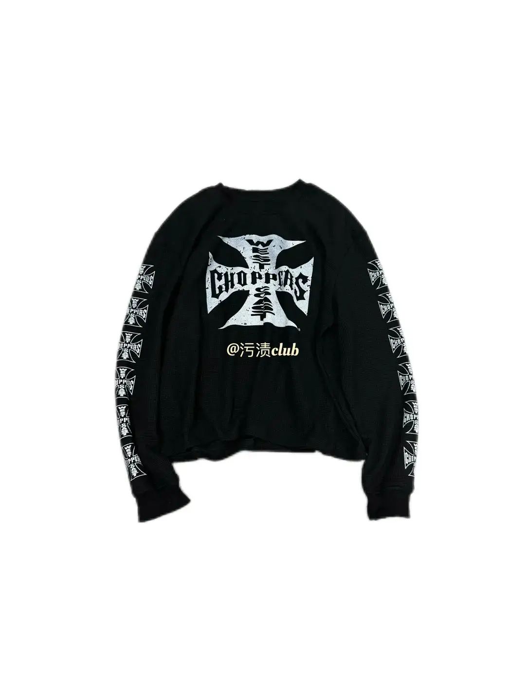 West Coast Choppers ERD Style Black Washed Vintage Waffle Base Long Sleeve