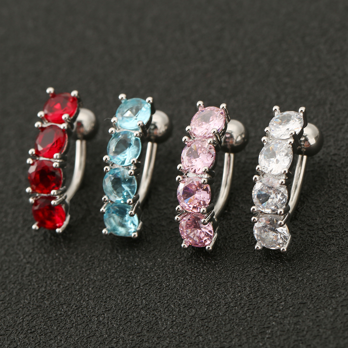 Amazon best selling body piercing jewelry belly button nail C- shaped diamond belly button ring perforated European and American belly button buckle wholesale