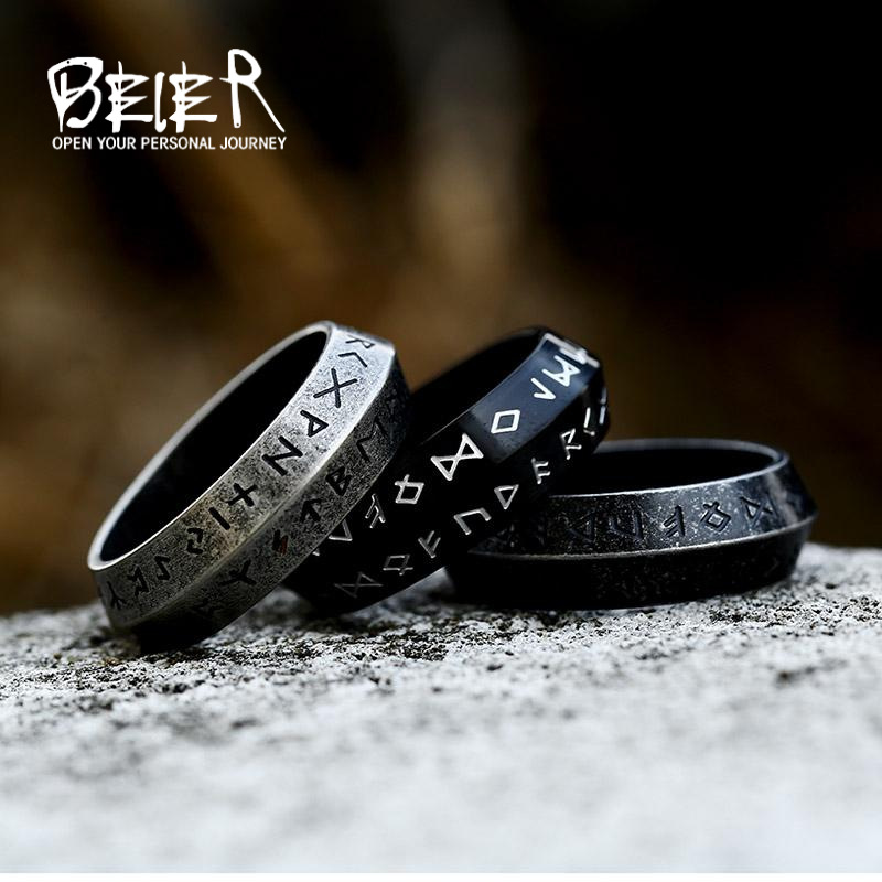 beier new Japanese and Korean fashion stainless steel ring for men and women retro simple fashion titanium ring bracelet wholesale