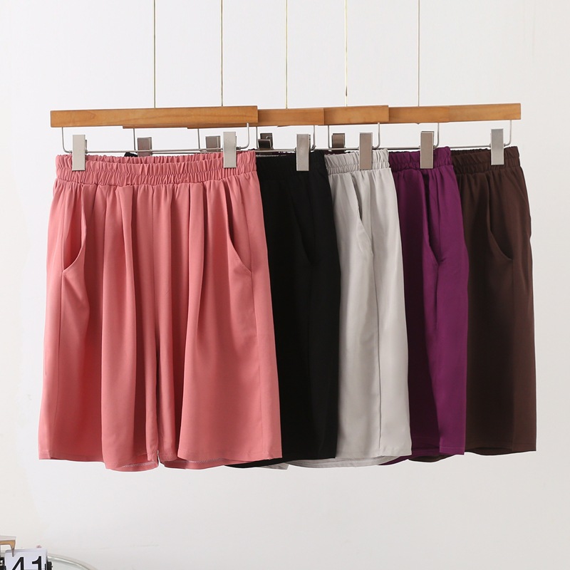Summer Cotton High-Waisted Pocket Wide-Leg Shorts for Women, New Loose Casual Five-Point Pants, Versatile Simple Home Pants