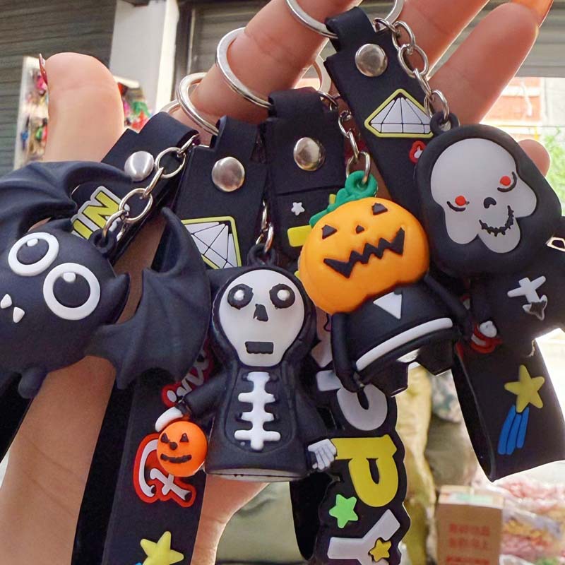 Halloween Gift Cartoon Keychain Pumpkin Ghost Face Pendant 3D Sickle Grim Reaper Cute Backpack Gift Accessory