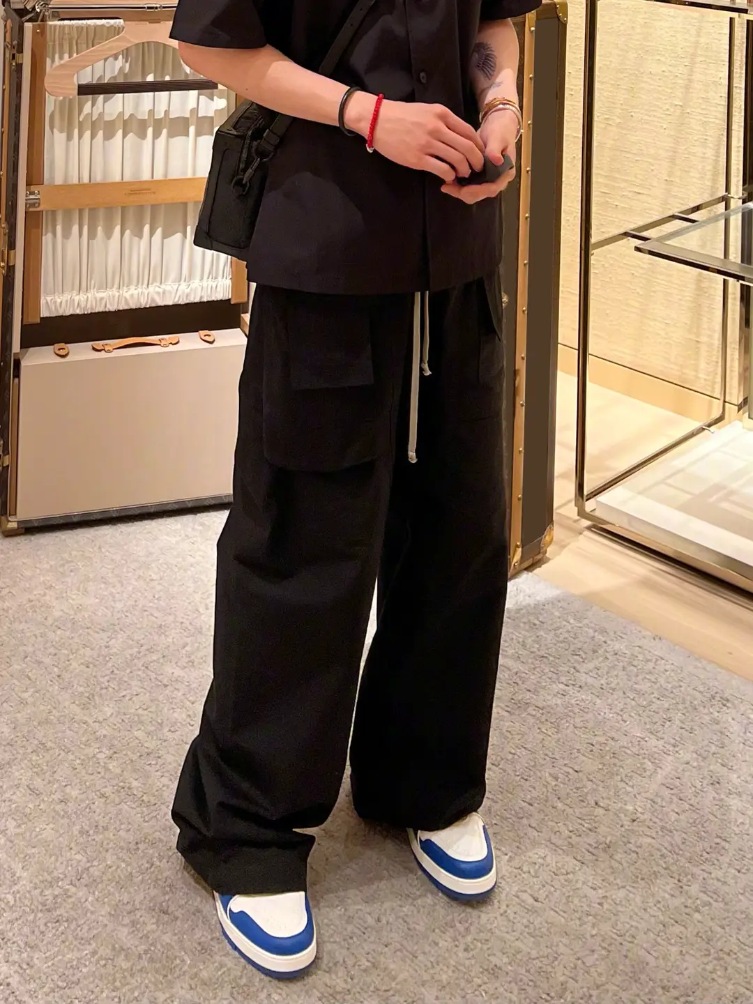 Bai Jingting Style Dark Double-Ring Wide-Leg Pants for Men, Ro Style High Street Loose Stacked Straight-Leg Pants Trendy