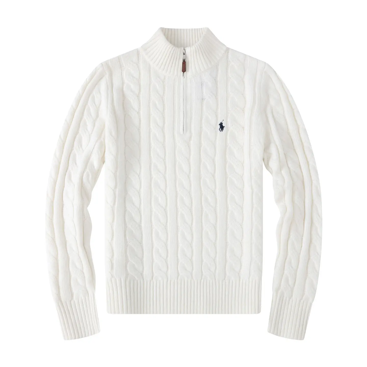 Little Horse Men's Autumn and Winter Wool Sweater Men's Stand Collar Half High Zipper Twist Twist Sweater