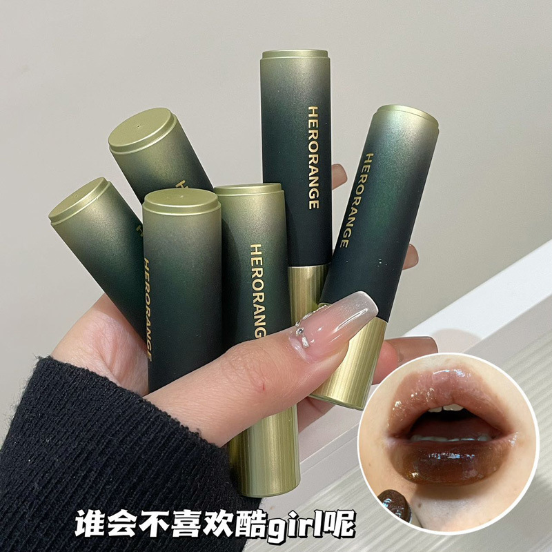 HERORANGE ~ peach heart smooth mirror lipstick moisturizing makeup white student party solid lip gloss lipstick