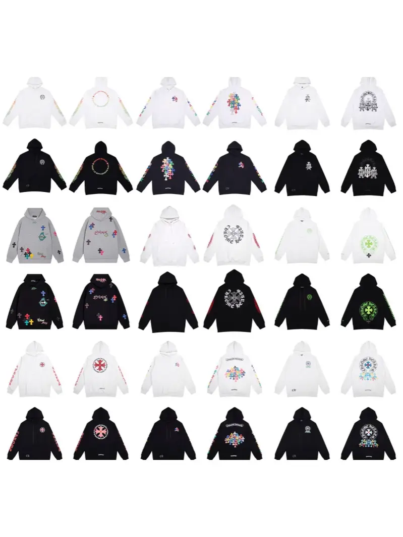 Cross-Border Exclusive Chromehearts Sanskrit Cross Horseshoe Print Hooded Sweatshirt Wholesale